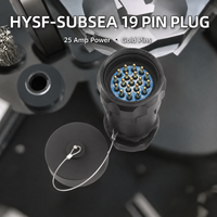 Connecteur en ligne HYSF-SUBSEA à 19 broches mâle, boîtier en aluminium, broches en laiton plaqué or (préinstallées), M40 19-28mm DIN SM-19MV