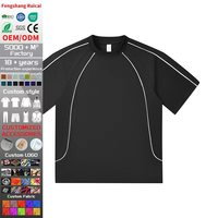 Camiseta Deportiva de Algodón para Hombre, con Logotipo Bordado Personalizado OEM, Línea Blanca en Contraste, Estilo Raglán, Transpirable, para Entrenamiento Deportivo en Equipo