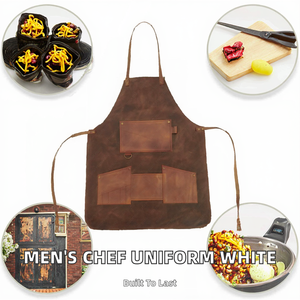 Delantales de Chef de Cuero con Diseño de Logotipo Personalizado, Tela de Sarga, Manga Larga, Uniforme de Cocina Occidental para Restaurante y Bar - Product Image 2