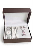 Ensemble de bijoux de luxe pour femmes, montre, bracelet, collier, boucles d'oreilles, bague, coffret cadeau élégant, cadeau d'anniversaire et de célébration pour femmes