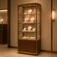Vitrine de luxe pour bijoux en verre et bois avec éclairage LED, mobilier d'intérieur haut de gamme pour boutique de détail