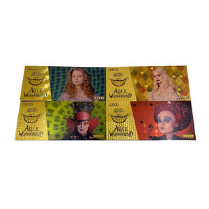 Billet magique plaqué or 24 carats pour films fantastiques américains, Billet <span class=keywords><strong>de</strong></span> banque plaqué or Alice au pays des merveilles, Cadeau <span class=keywords><strong>de</strong></span> Noël - Product Image 1