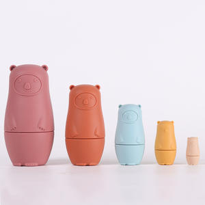 Juego de Muñecos Apilables de Silicona con Forma de <span class=keywords><strong>Panda</strong></span>, Conejo y <span class=keywords><strong>Oso</strong></span>, Libres de BPA, Juguete Suave de Grado Alimenticio, <span class=keywords><strong>Mordedor</strong></span> para Bebés, Juguete Encajable - Product Image 2