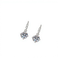 Boucles d'oreilles pendantes en argent sterling 925 avec moissanite couleur D, 50 points, pierre principale de 5 mm, 1,7 g, style vintage, élégantes, classiques, pour le quotidien et les mariages