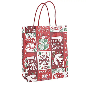 Sacs en papier kraft rouge de Noël, sacs cadeaux avec poignées, emballages cadeaux de Noël - Product Image 6