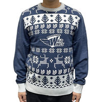 Pull de Noël vintage à thème équipe nordique, motif jacquard renne et flocon de neige, col rond, manches longues, en maille, idéal pour les réunions de famille