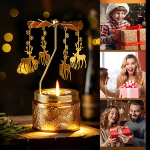 Bougie d'aromathérapie moderne de luxe, créative, en cire de soja, parfumée, avec un décor de carrousel, senteurs bois de santal et rose, pour une ambiance luxueuse. - Product Image 2