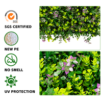 Panneau de haie verticale artificielle 50x50cm, plantes vertes, mélange d'eucalyptus et de feuilles violettes pour la décoration de magasins, mariages, jardins et espaces commerciaux