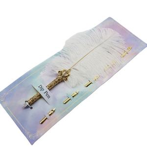 Advertising Gift Custom logo Feather Dip <b>Pen</b> <b>Novelty</b> Retro Hook Line <b>Pen</b> Simple Fountain <b>Pen</b> - Product Image 1