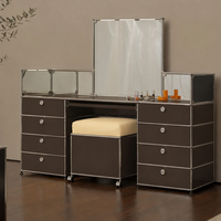 Ensemble de coiffeuse modulaire en métal avec miroir, bureau de maquillage pour chambre et salon, bureau en acier personnalisable en taille et couleur avec tabouret