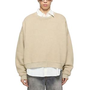 Sudadera de cuello redondo de gran tamaño Vintage Boxy personalizada para hombre, 100% de algodón, estilo informal teñido liso para temporada de otoño - Product Image 1