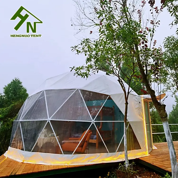 Outdoor Waterproof Hotel Camping White Resort Village Glamping Coffee House Event Garden Geodesic PVC Travelling Dome Tent