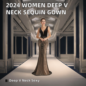 ชุดแต่งงานเจ้าสาวปี 2024 แบบเซ็กซี่หรูหรา คอวีลึก ทรงเมอร์เมด ผ้าลูกไม้ปักลาย ระบายอากาศได้ดี ป้องกันไฟฟ้าสถิตย์ ประดับเลื่อม ยาวแบบแม็กซี่ - Product Image 1