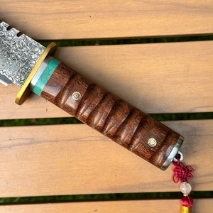 Cuchillo de bolsillo de hoja fija Watchmen de acero de Damasco de alta calidad con mango de madera DIY y hoja de acero inoxidable, personalizable OEM para camping - Product Image 5