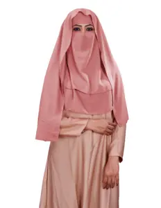 Rosa Cor 3 Camada Georgette de Diamante Estilo Árabe Hijab Niqab Véu Cachecol Para As Mulheres