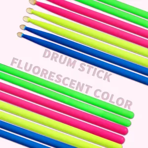 Precio de fábrica Color fluorescente American Hickory Drumsticks Professional 5A 7A 5B Palo de tambor de madera maciza para la venta