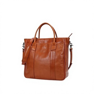 Classic Genuine Leather <b>Tote</b> Bag Women's Large Capacity Casual Handbag With Removable Strap For Daily Use - Product Image 1