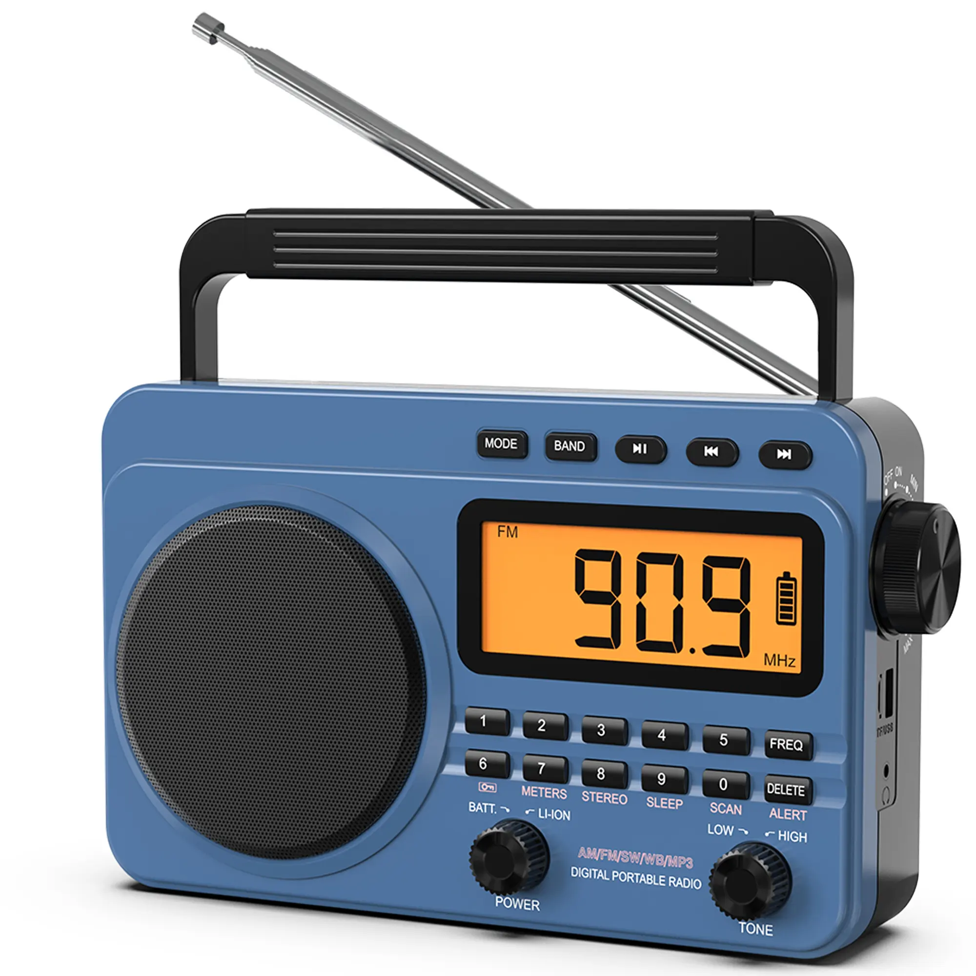 AM/FM/SW/WX Radio Portable 4000mAh Rechargeable MP3 Music Player Digital Transistor Portable Emergency Weather Radios