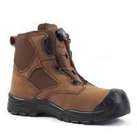 Bottes de travail montantes OEM direct usine, à laçage rotatif, embout et plaque anti-perforation en acier, semelle PU+PU, en cuir nubuck, pour l'exploitation minière