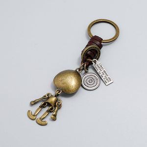 European and American Retro Halloween Skeleton <b>Keychain</b> Metal Pendant Cowhide <b>Keychain</b> <b>Personalized</b> Weaving Creative <b>Keychain</b> - Product Image 3