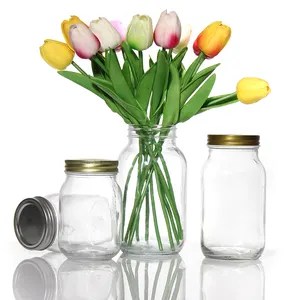 Food Container Canning Food Wide Mouth Airtight Sealed Glass Mason Jars With Metal Lid