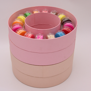 Luxury circular PET plastic chacolate macaron boxes with packaging macaron gift paper boxes