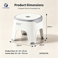 Nouvelle Arrivée Tabouret en Plastique Côtelé Bicolore Ergonomique avec Assise Large Empilable Gain de Place pour la Maison, la Salle de Bain, le Salon, la Chambre à Coucher