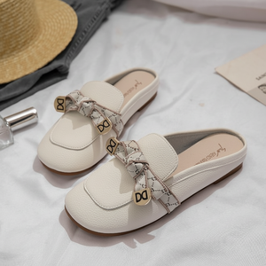 Dumpling-Shaped <b>Home</b> <b>Slippers</b> with Flat Ribbon Non-Slip for Lazy People French Muller Design for Cold Days - Product Image 1