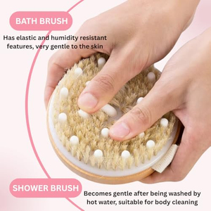 Brosses corporelles sèches en bambou avec logo personnalisé, brosses de douche pour brossage humide et sec, pour la cellulite et le drainage lymphatique, adaptées à tous les types de peau - Product Image 5