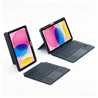 iPad için Soğuk Işıklı Klavye, Pil Seviyesi Göstergeli Manyetik Tablet Kılıfı ve Kalem Tutucu (10. Nesil 10.9 Air 11 için)