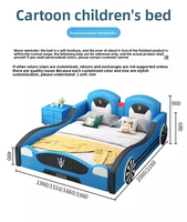 Lit Simple Design en Forme de Voiture pour Enfants Plus Âgés avec Barrière en Bois Massif, Meuble de Chambre à Coucher Moderne et Simple, Grand Lit pour Chambre de Garçon