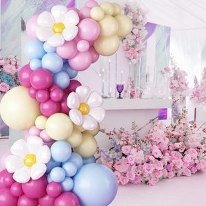 Großhandel Pastell Fuchsia Rosa Blau Creme Matt Latex Ballon Girlanden-<span class=keywords><strong>Set</strong></span> Gänseblümchen Folienballon für Mädchen Babyparty Hochzeit - Product Image 4