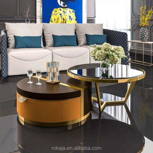 Royal Centro Tavolino Salotto di Lusso 5 Stelle Tavolo Da Tè Con Sedersi Sgabello Moderno Italiano Caffè In Marmo Tavoli - Product Image 1