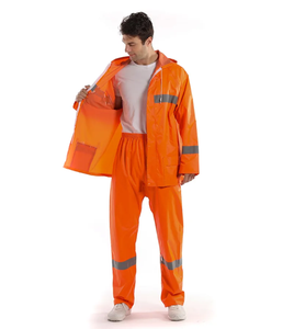 Traje Impermeable Azul Marino Oscuro Personalizado HPR0130 con Capucha Reflectante, Bandas Elásticas y Pantalones, Poncho Impermeable para Caza - Product Image 5