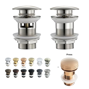 Vanne de vidange escamotable ronde en laiton chromé avec trop-plein, filetage G1 1/4, pour lavabo de salle de bain, cuisine, hôtel - Product Image 1