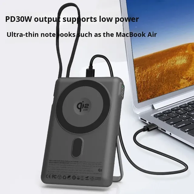 .2 Certified 25W 17000mAh Semi-solid-state Battery Magnetic Wireless Power Bank Type-C Input/Output Plastic SSB10pro iPhone