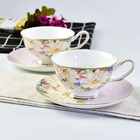 Ensemble de tasses à expresso en porcelaine fine rose dorée avec soucoupe, tasse à thé de l'après-midi, mug 250 ml, pour mariage, café et maison, en stock