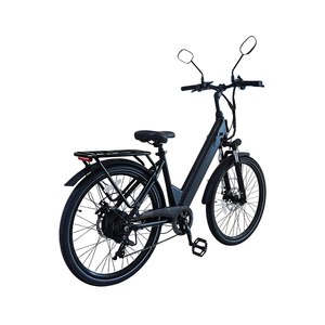 Vélo électrique urbain pour <span class=keywords><strong>femme</strong></span> à <span class=keywords><strong>cadre</strong></span> <span class=keywords><strong>bas</strong></span> avec moteur à moyeu arrière, batterie au lithium, rétroviseur et selle à <span class=keywords><strong>cadre</strong></span> en fer montée à l'arrière - Product Image 4