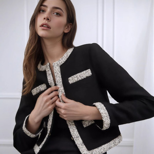 Bolero Elegante al por Mayor para Mujer, Abrigo Corto Ajustado, Diseño Retro, Cierre de un Solo Botón, Lona, Ropa Casual de Invierno - Product Image 5