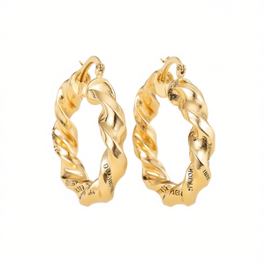 Orecchini a Cerchio Intrecciati KONAKI, Placcati in Oro 18K, in Lega di Zinco, Gioielli da Festa per Donne, 10mm - Product Image 1