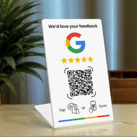 Support d'affichage personnalisé avec code QR, puce NFC sans contact, carte-cadeau Google Play, support de tap pour avis Google, code QR