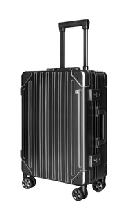 Valise de voyage d'affaires en alliage d'aluminium Mg de 20 pouces avec design découpé au laser |   Étui rigide fin pour les courts trajets, serrure TSA et roulettes omnidirectionnelles - Product Image 4