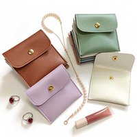 Pochette de luxe en cuir végétalien avec logo, mini étui de voyage pour écouteurs, sac organisateur pour brillant à lèvres, pochette cadeau pour mariage, vente en gros