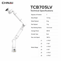 TCB705LV 7 Axis Long Reach Cobot 5kg Lengan Robot Kolaboratif Motor PLC 450W 48V Penanganan Material Integrator Industri ZY