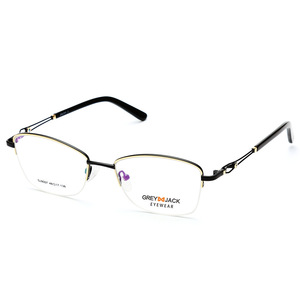 Monturas de gafas gris-negras, media montura, lentes planas de metal, unisex, cara ovalada, tamaño mediano SF9007 - Product Image 3