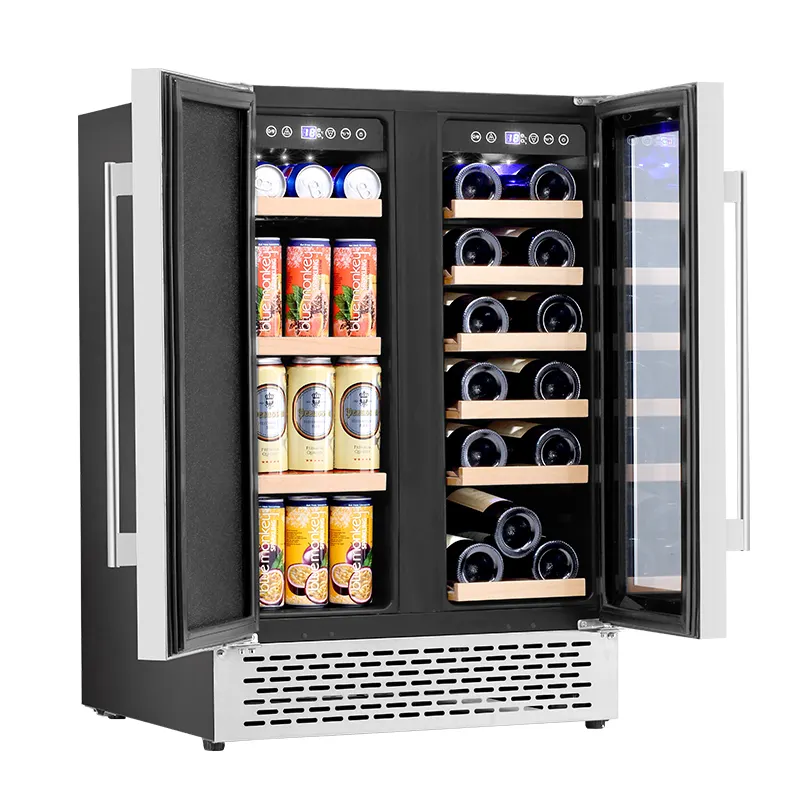 Kompressor Dual Zone Getränke kühler Kühlschrank unter der Theke Bier Kühlschrank Französisch Tür Bier kühler