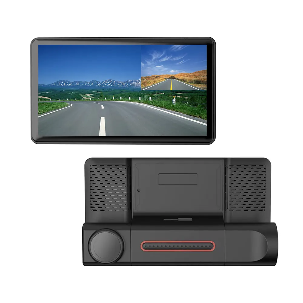 מצלמת רכב DVR HD 1080P דאש מצלמה 3 עדשת 4.0 אינץ IPS וידאו לולאה מקליט מחזור Dashcam מראה נהיגה מקליט ראיית לילה
