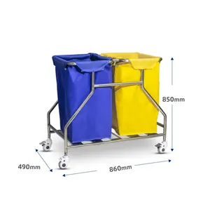 Wholesale Hot Sale Medical care emergency trolley Stainless Steel Wheel Waste Collecting Trolley