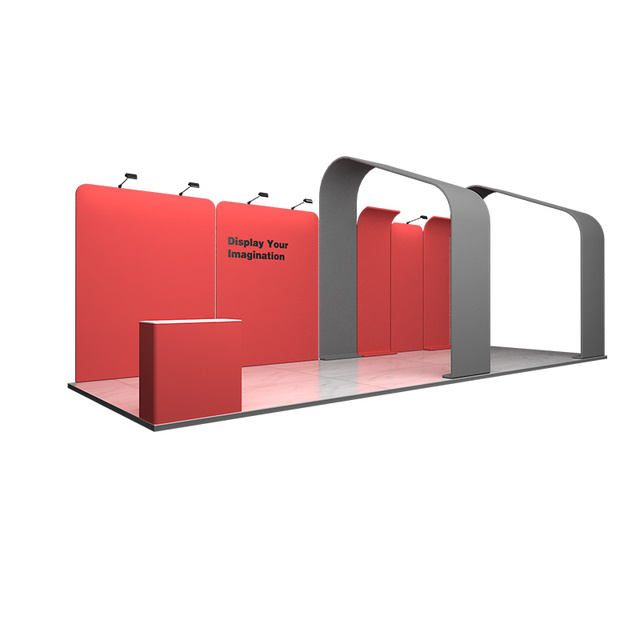 ADMAX 10x10 10x20ft Mobile Aluminum Frameless Event Expo Booth Round Photobooth Frame Trade Show Booth With Hanging Banner