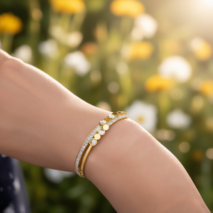 Gold Plated Stainless Steel <b>Beaded</b> <b>Bracelet</b> With Crystal Accents Fashion Jewelry - Product Image 3